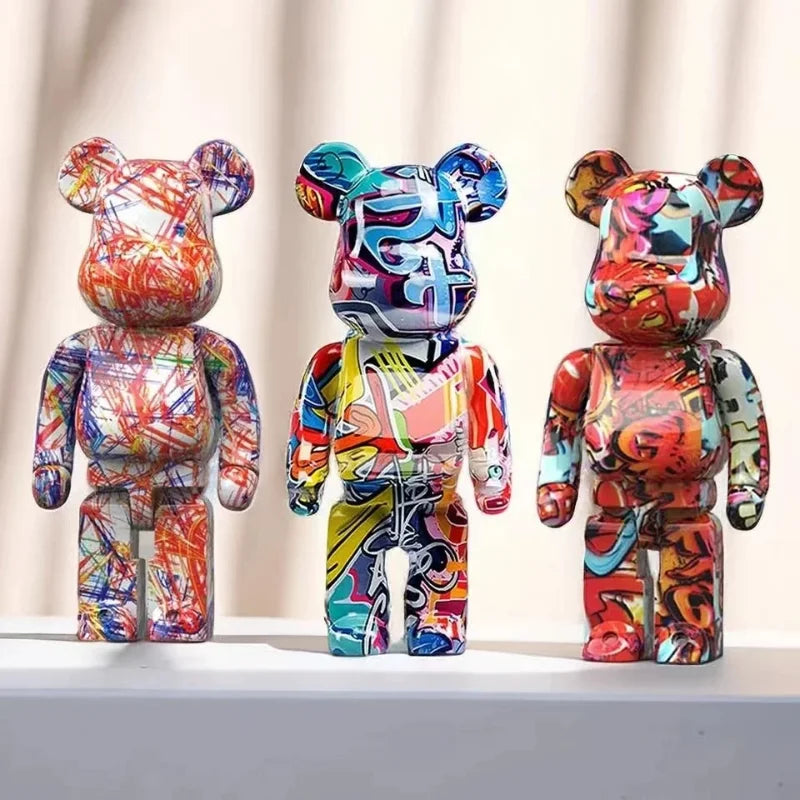 Graffiti Bear Figurine – Modern Abstract Home Decor Sculpture