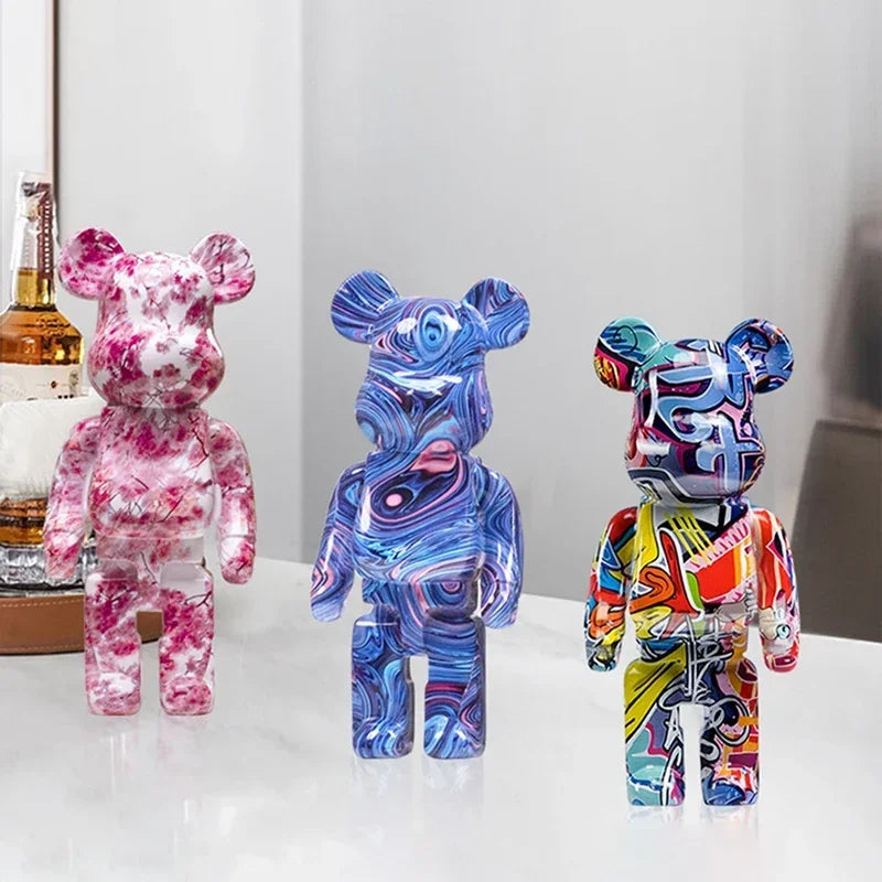 Graffiti Bear Figurine – Modern Abstract Home Decor Sculpture