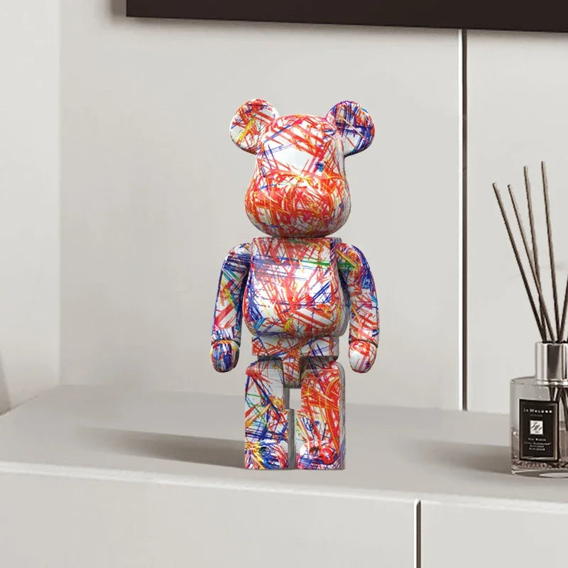 Graffiti Bear Figurine – Modern Abstract Home Decor Sculpture