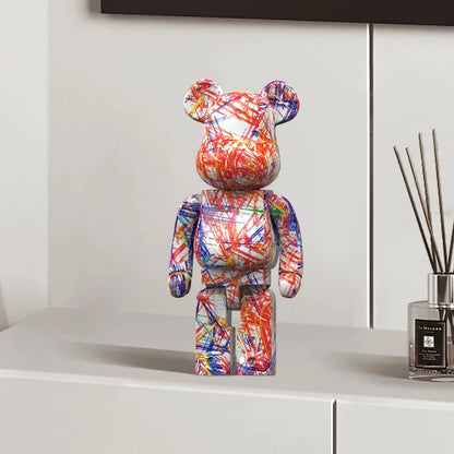 Graffiti Bear Figurine – Modern Abstract Home Decor Sculpture