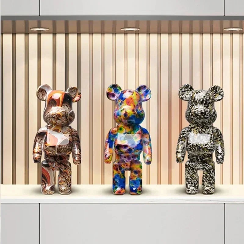 Graffiti Bear Figurine – Modern Abstract Home Decor Sculpture