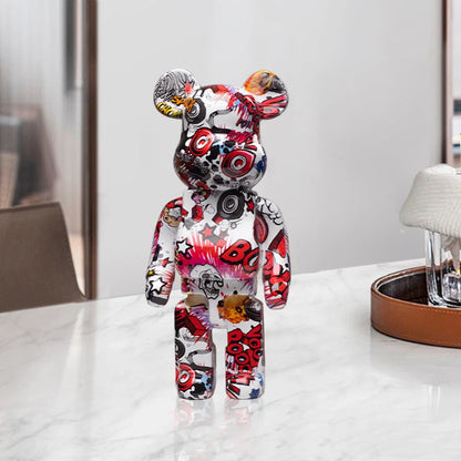 Graffiti Bear Figurine – Modern Abstract Home Decor Sculpture