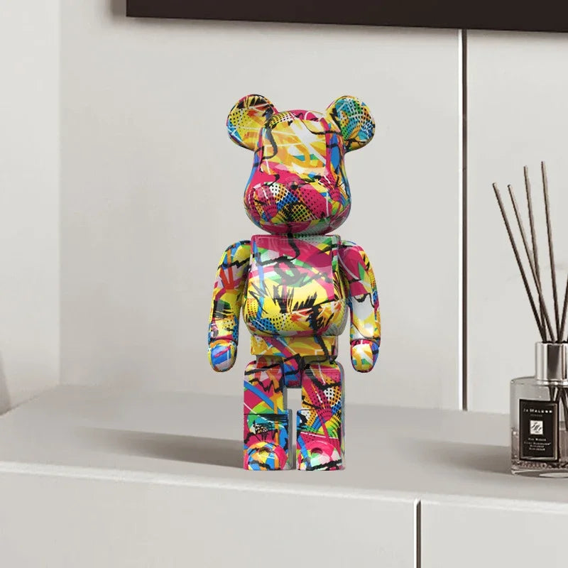 Graffiti Bear Figurine – Modern Abstract Home Decor Sculpture