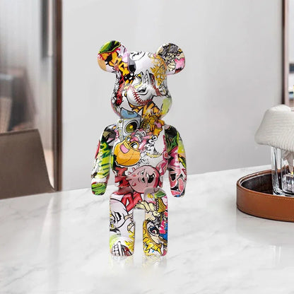 Graffiti Bear Figurine – Modern Abstract Home Decor Sculpture