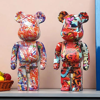 Graffiti Bear Figurine – Modern Abstract Home Decor Sculpture