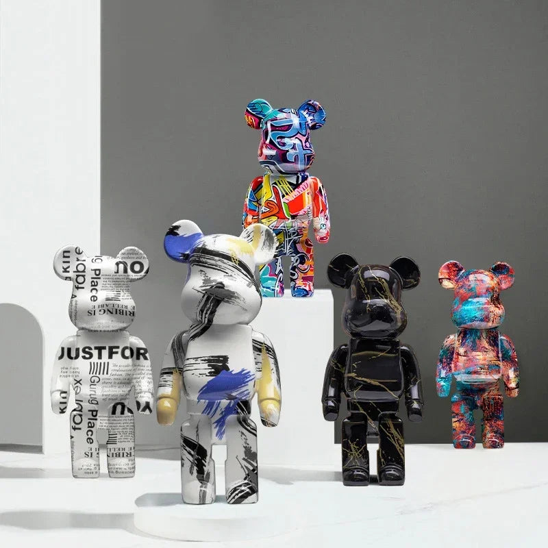 Graffiti Bear Figurine – Modern Abstract Home Decor Sculpture