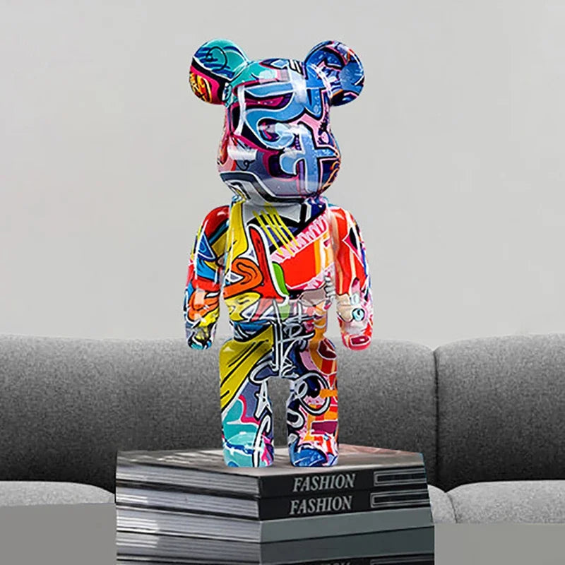 Graffiti Bear Figurine – Modern Abstract Home Decor Sculpture
