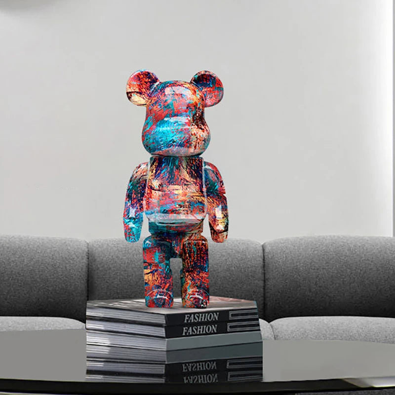 Graffiti Bear Figurine – Modern Abstract Home Decor Sculpture