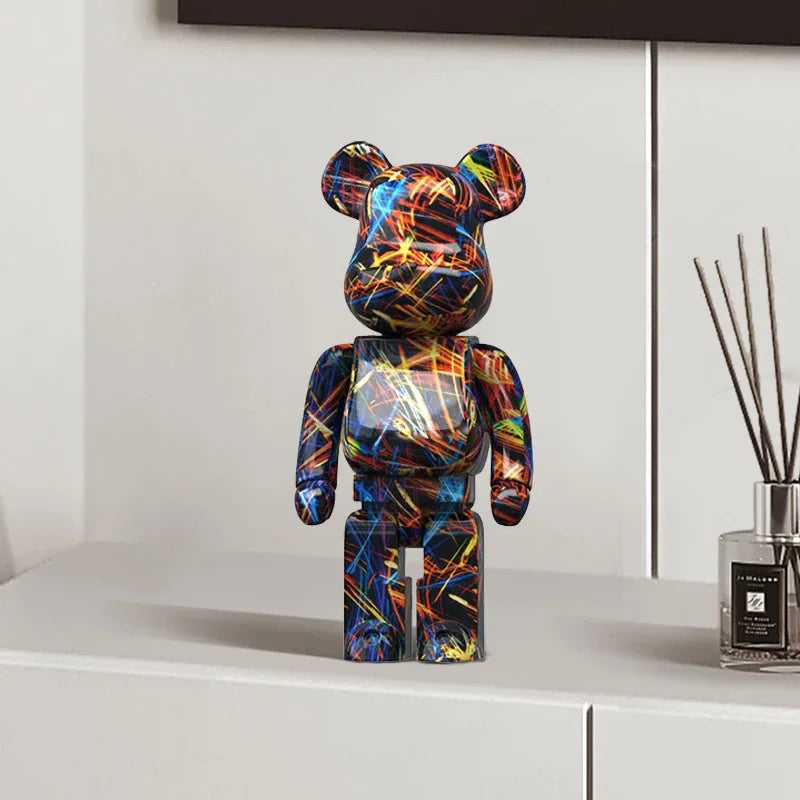 Graffiti Bear Figurine – Modern Abstract Home Decor Sculpture