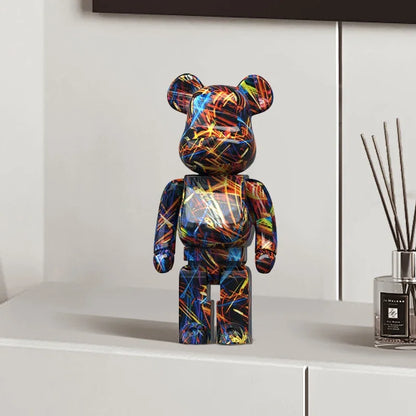 Graffiti Bear Figurine – Modern Abstract Home Decor Sculpture